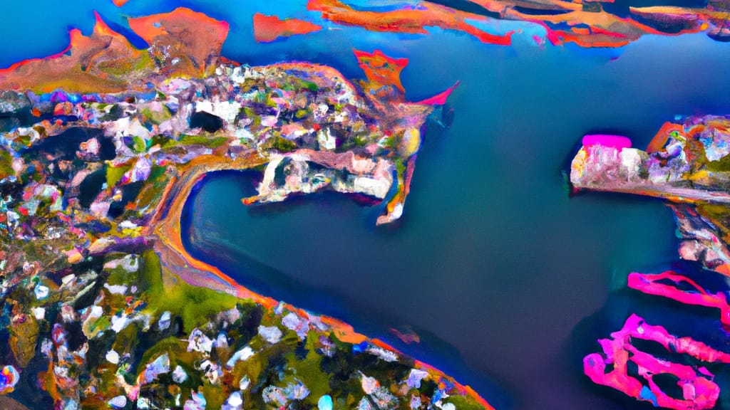Kodiak, Alaska painted from the sky