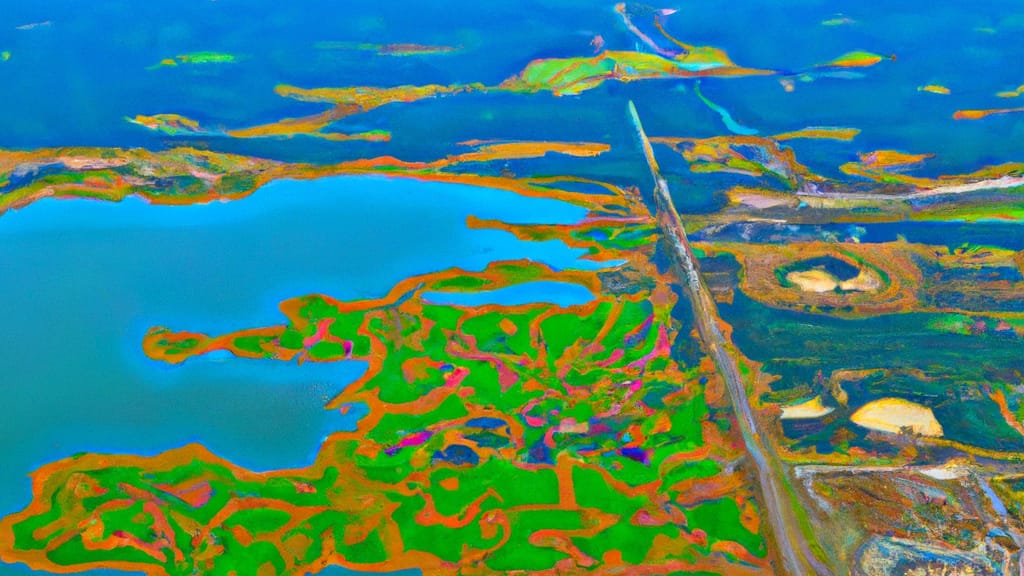 Lake Dallas, Texas painted from the sky