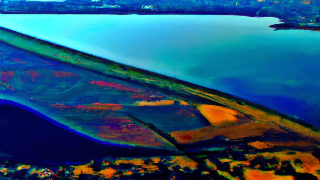 Lake Elsinore, California painted from the sky