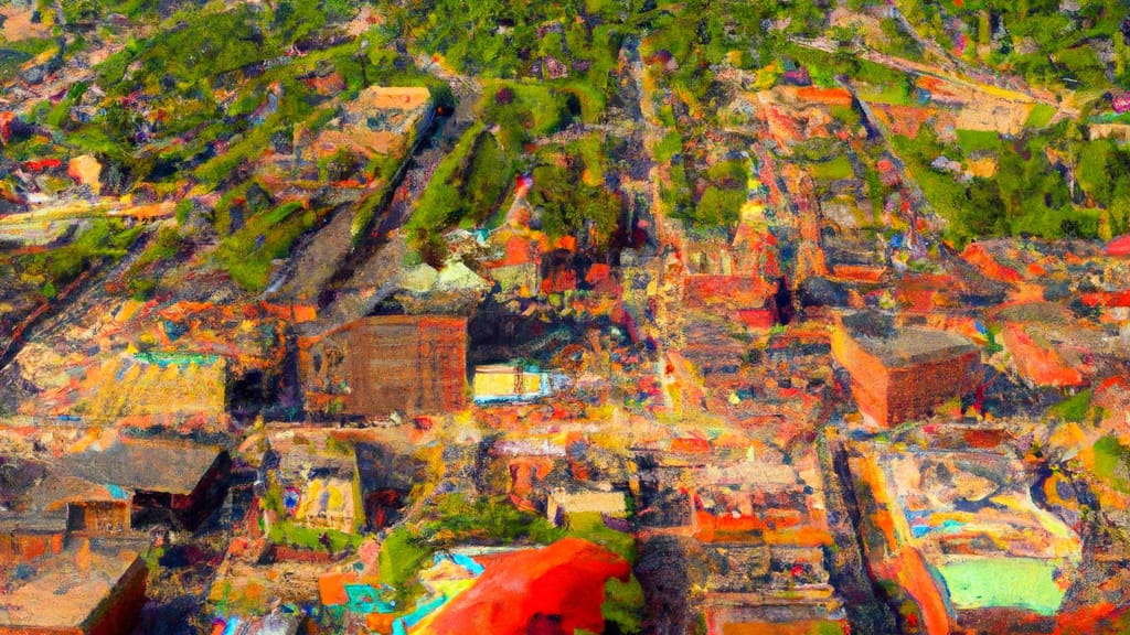 Manchester, New Hampshire painted from the sky