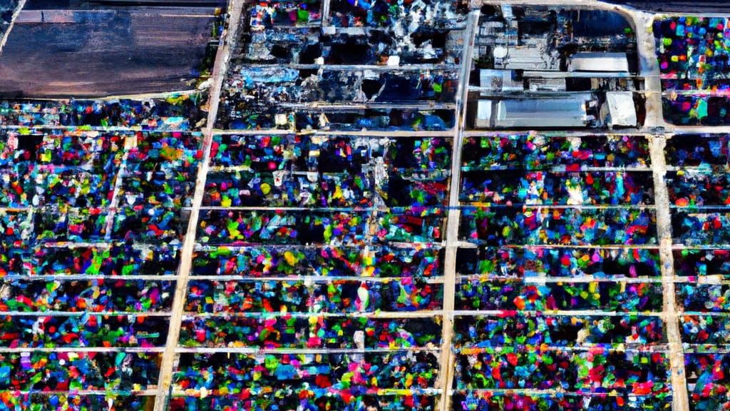 Manhattan, Illinois painted from the sky