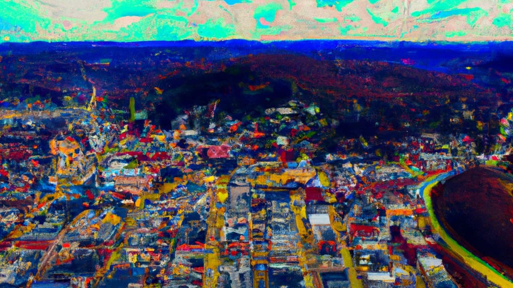 Marietta, Ohio painted from the sky