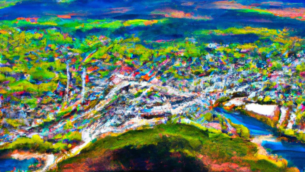 Montague, Massachusetts painted from the sky