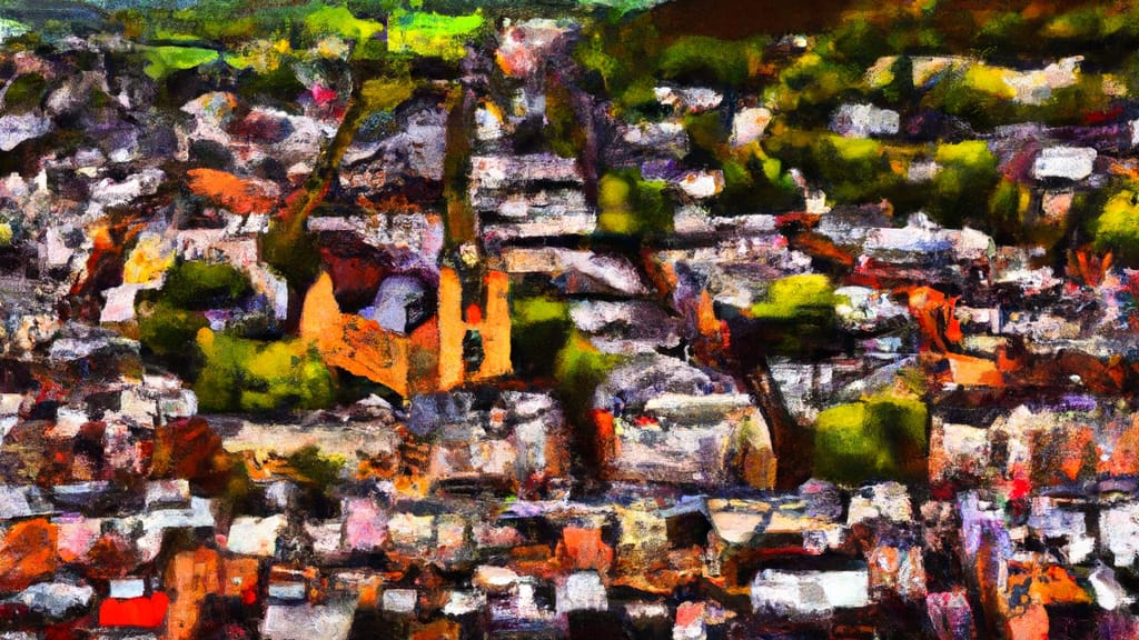 Nazareth, Pennsylvania painted from the sky