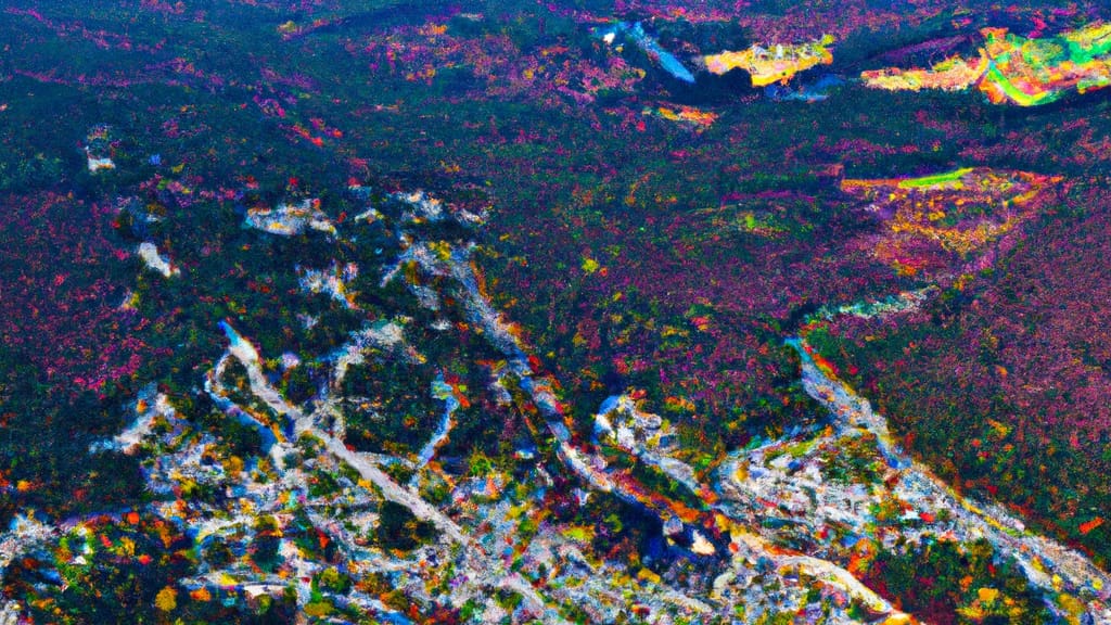 Newmarket, New Hampshire painted from the sky