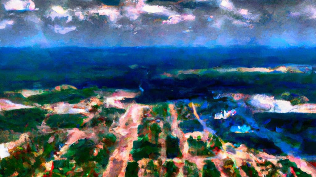Oak Brook, Illinois painted from the sky