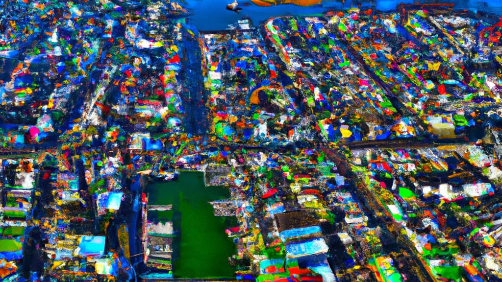 Patchogue, New York painted from the sky