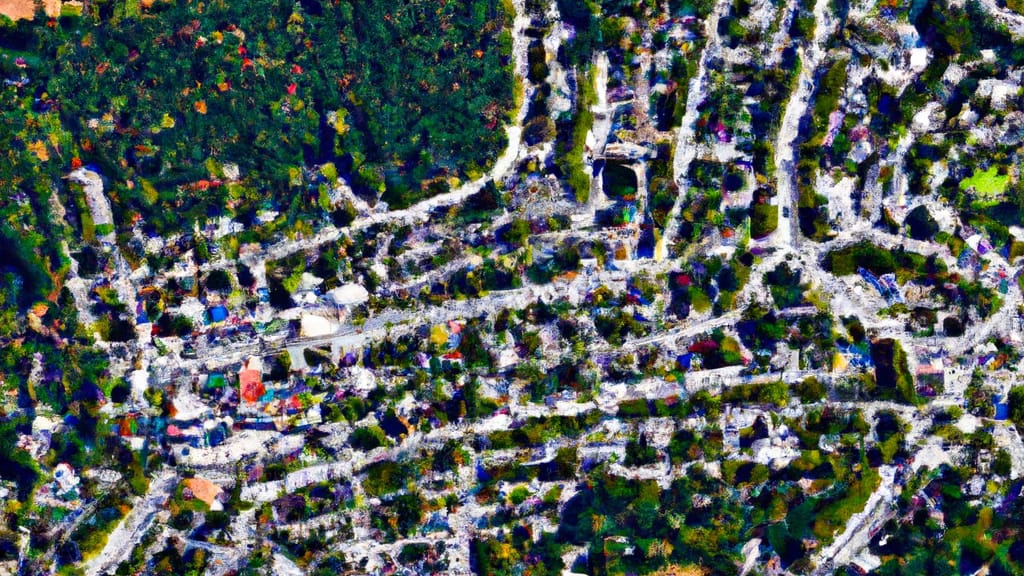 Pelham, New Hampshire painted from the sky