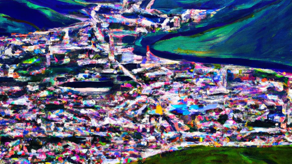 Pikeville, Kentucky painted from the sky