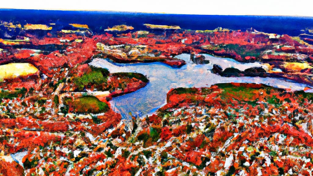Pompton Lakes, New Jersey painted from the sky