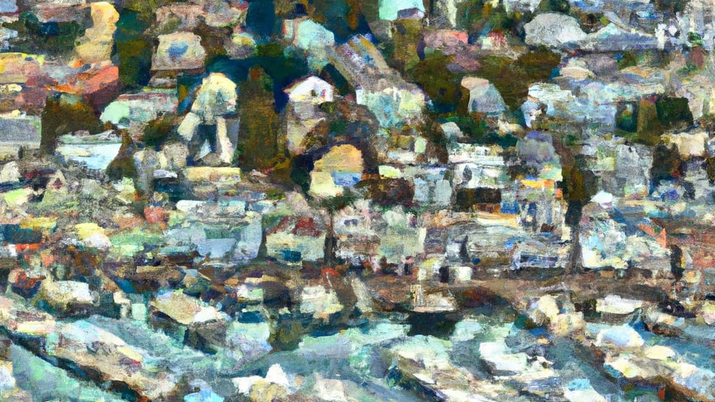 Port Jefferson, New York painted from the sky