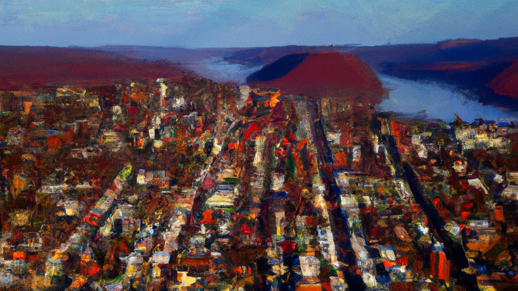 Poughkeepsie, New York painted from the sky