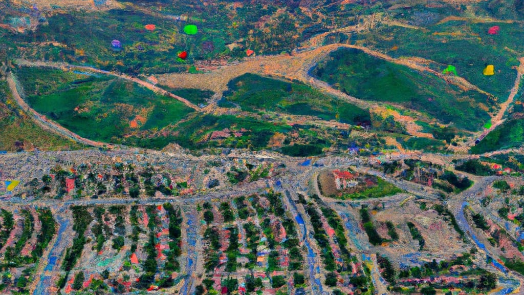 Rancho Cucamonga, California painted from the sky