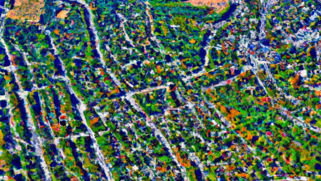 Rindge, New Hampshire painted from the sky