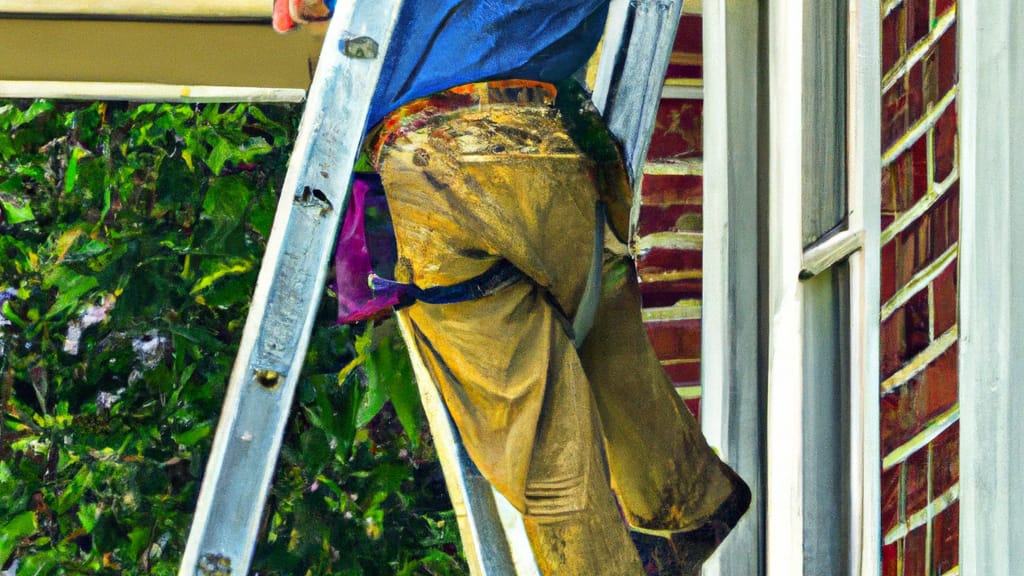 Man climbing ladder on Aberdeen, North Carolina home to replace roof