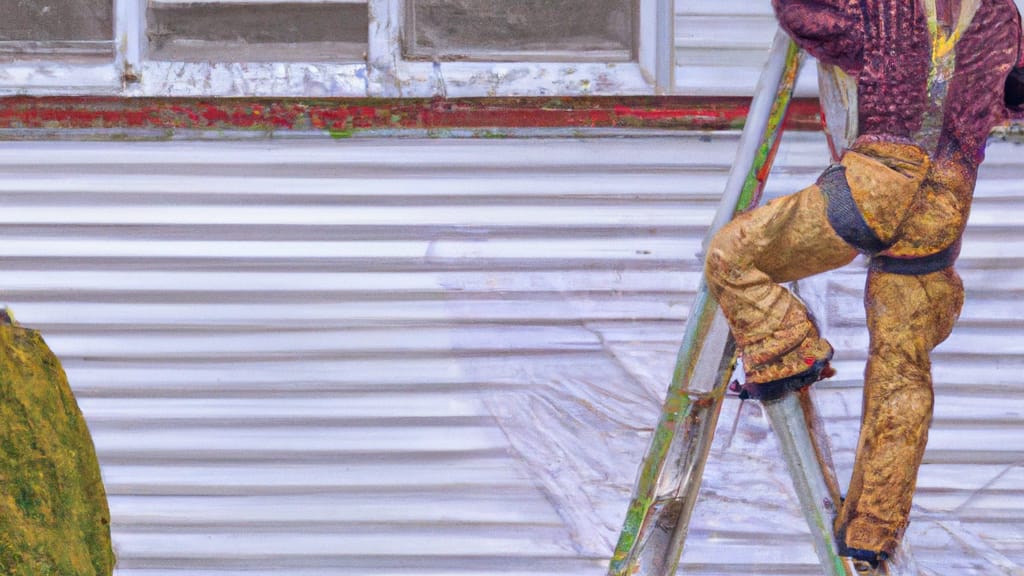 Man climbing ladder on Aberdeen, Washington home to replace roof