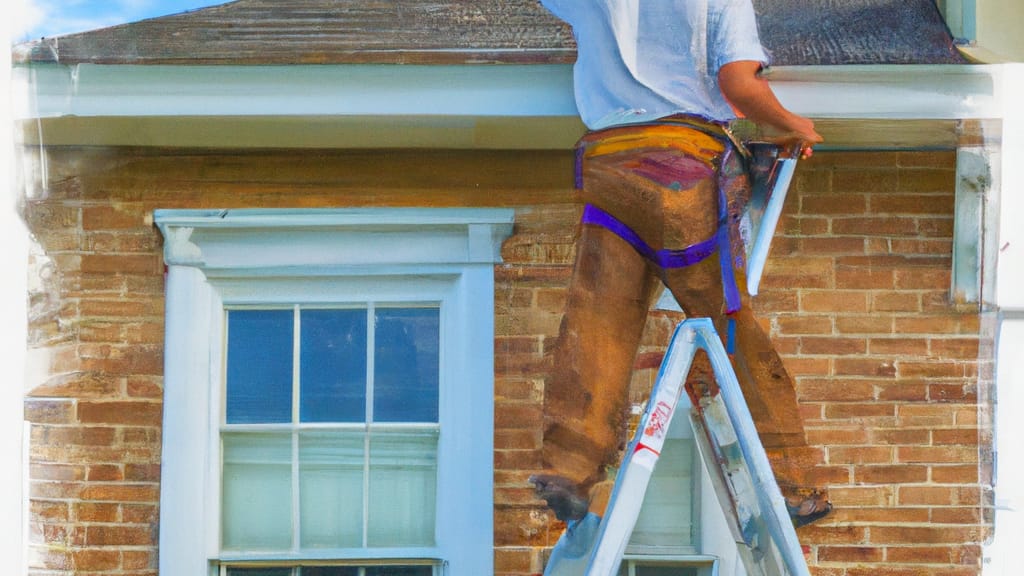 Man climbing ladder on Alexandria, Louisiana home to replace roof