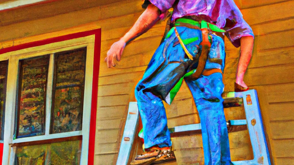 Man climbing ladder on Alpine, Utah home to replace roof