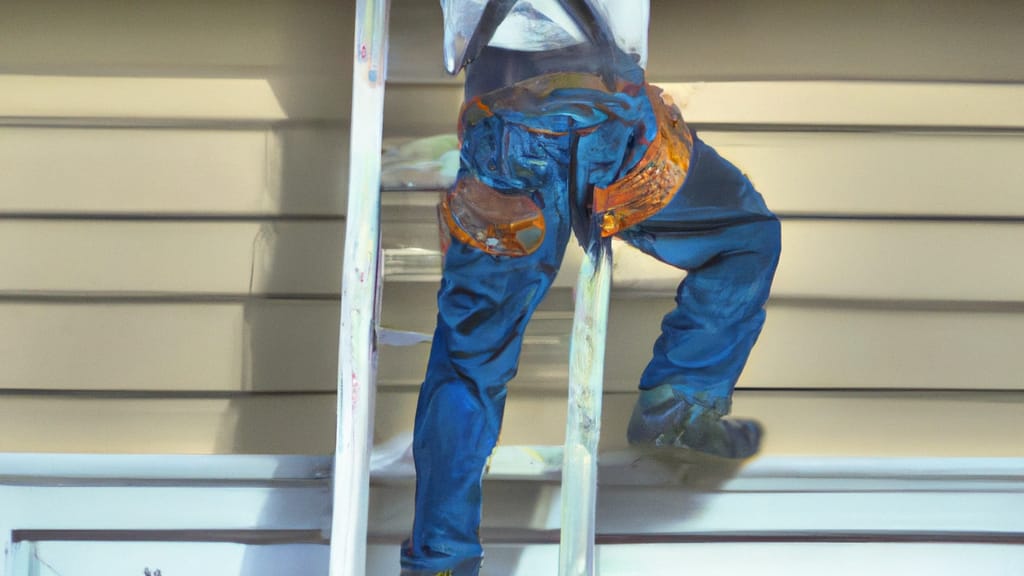 Man climbing ladder on Anderson, California home to replace roof
