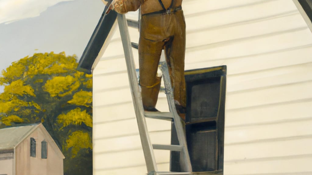 Man climbing ladder on Atlantic, Iowa home to replace roof