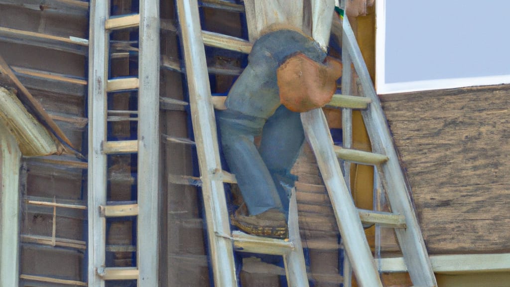 Man climbing ladder on Barnhart, Missouri home to replace roof