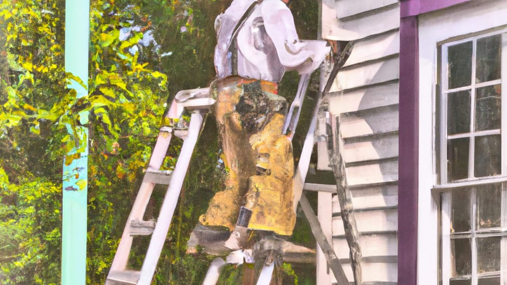 Man climbing ladder on Baton Rouge, Louisiana home to replace roof