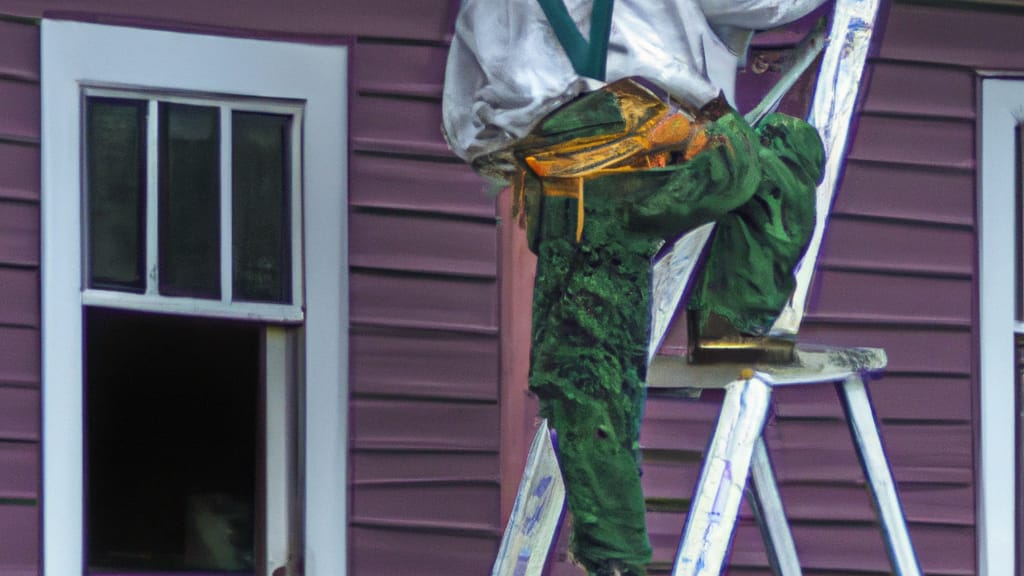 Man climbing ladder on Battle Ground, Washington home to replace roof
