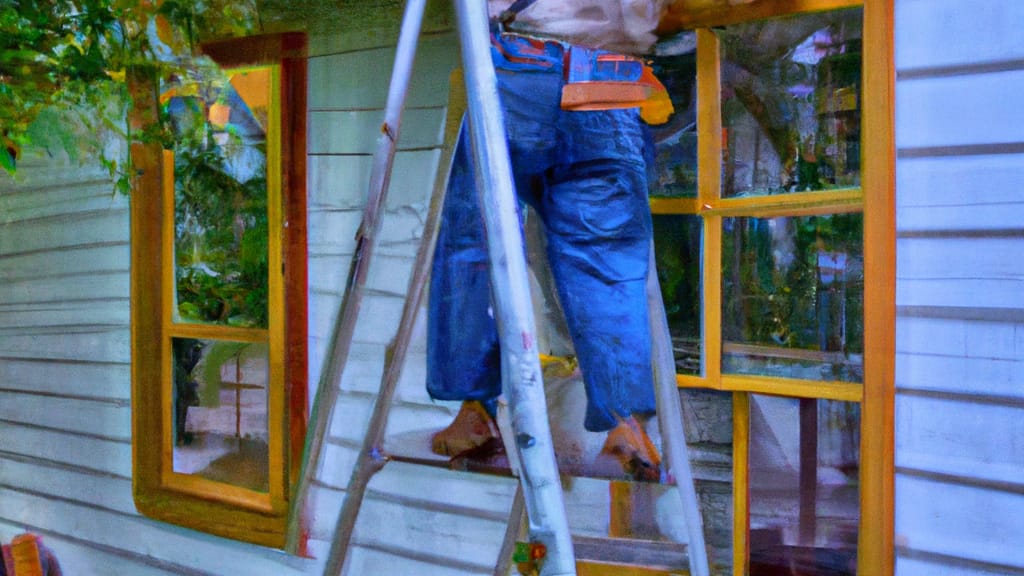 Man climbing ladder on Baxter, Minnesota home to replace roof