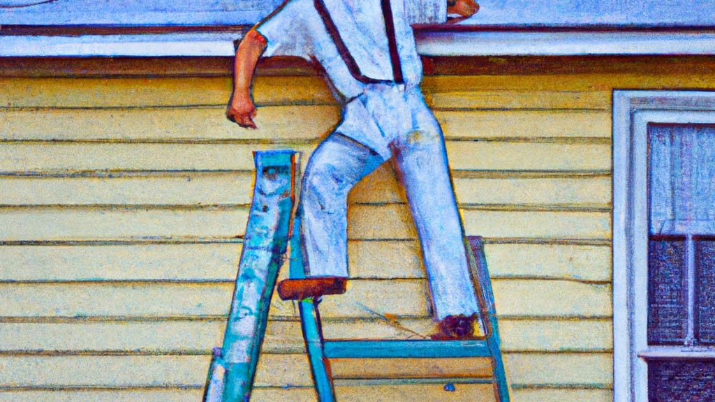 Man climbing ladder on Bay City, Texas home to replace roof