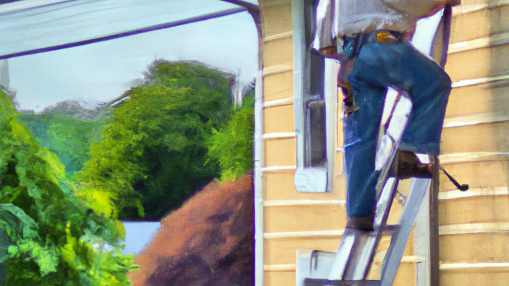 Man climbing ladder on Beckley, West Virginia home to replace roof