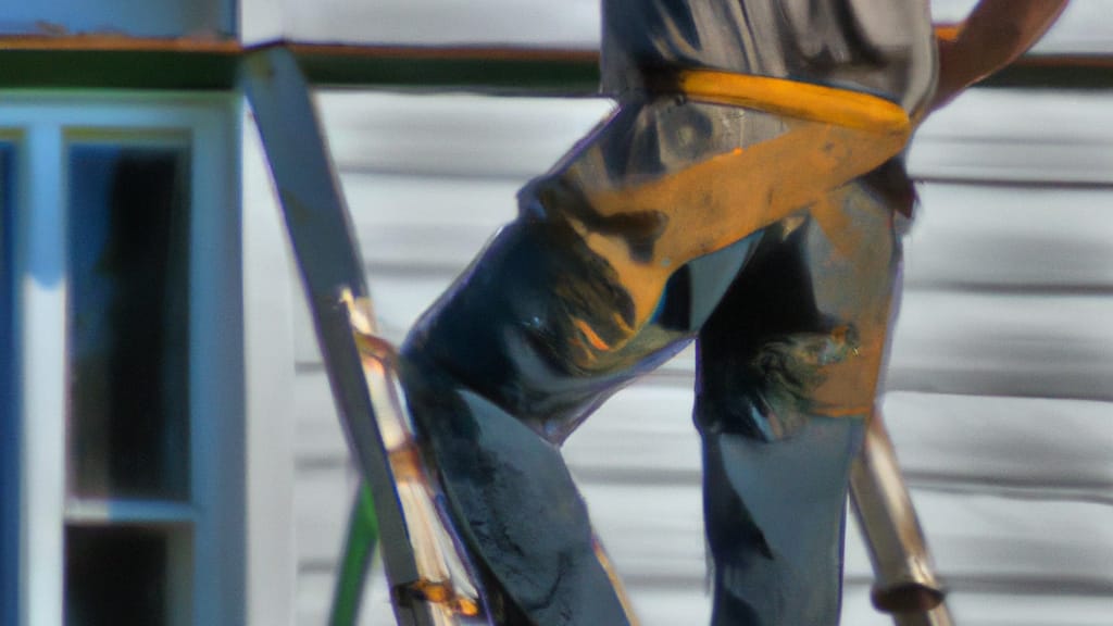 Man climbing ladder on Belgrade, Montana home to replace roof