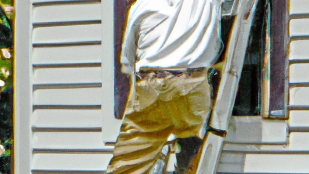 Man climbing ladder on Bellevue, Kentucky home to replace roof