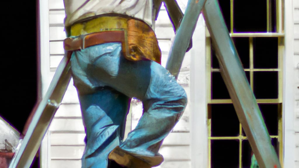 Man climbing ladder on Benton, Arkansas home to replace roof
