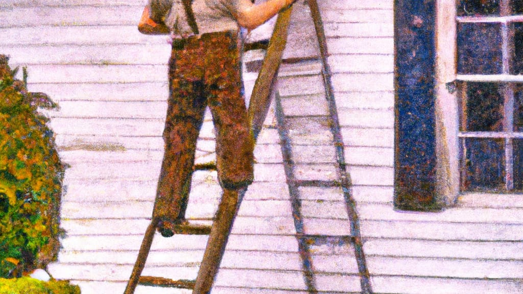 Man climbing ladder on Birmingham, Alabama home to replace roof