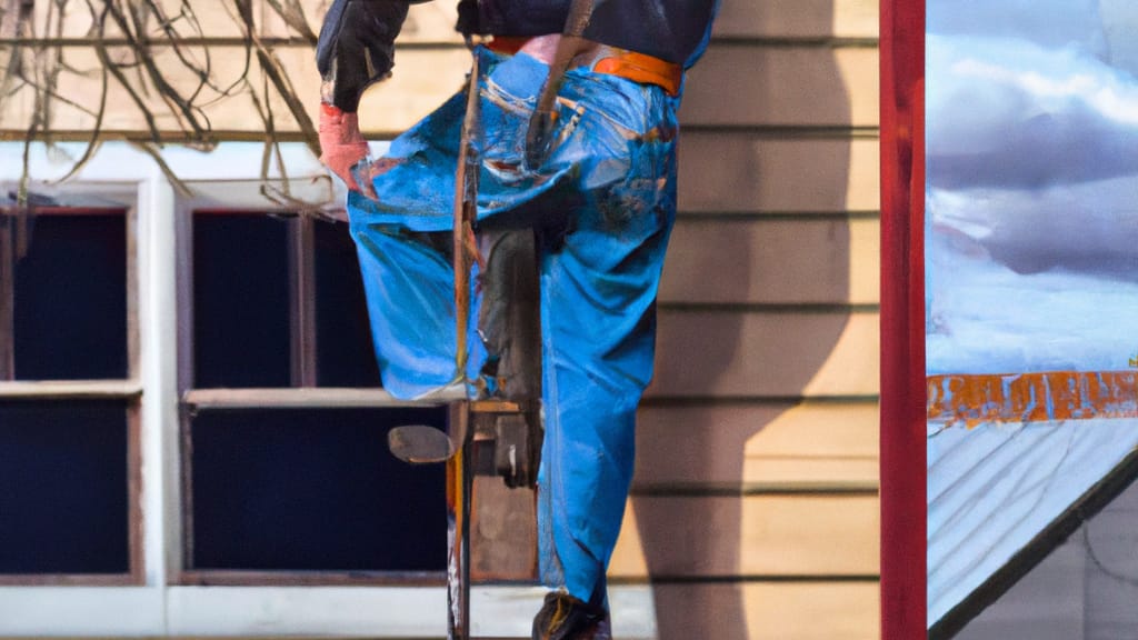 Man climbing ladder on Blackfoot, Idaho home to replace roof