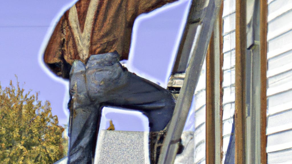 Man climbing ladder on Blair, Nebraska home to replace roof