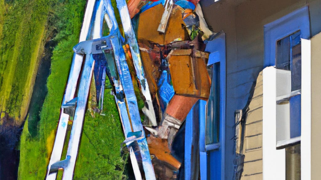 Man climbing ladder on Bonita, California home to replace roof