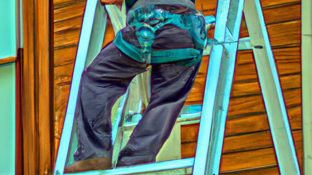 Man climbing ladder on Bonner Springs, Kansas home to replace roof