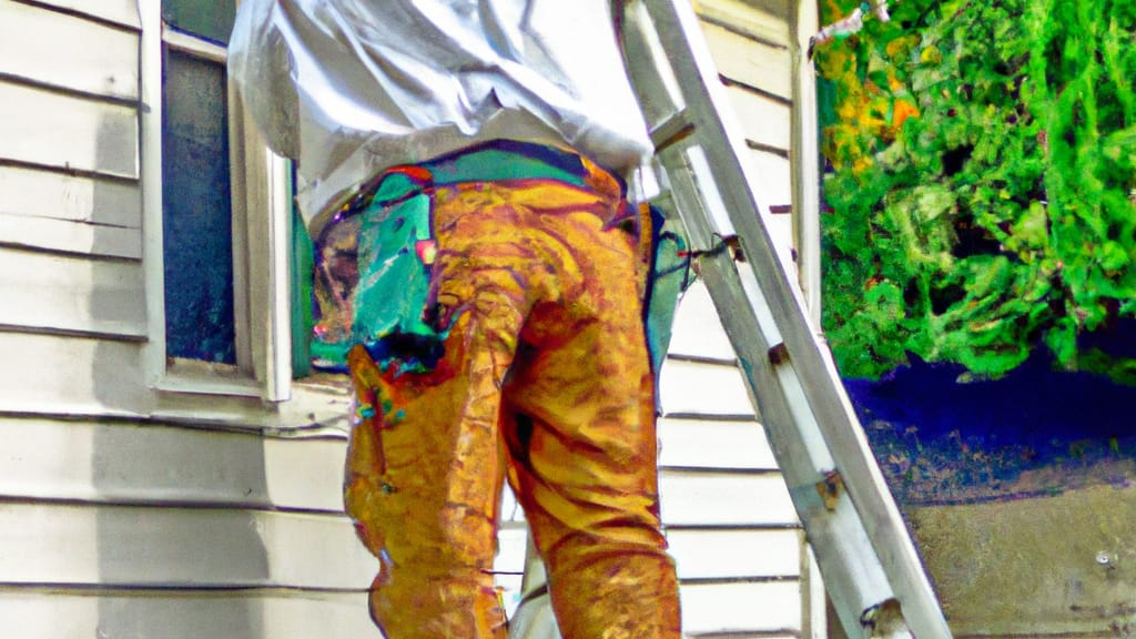 Man climbing ladder on Bothell, Washington home to replace roof