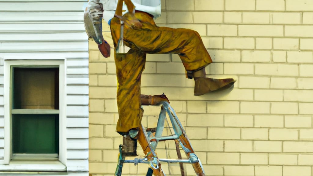 Man climbing ladder on Bradley, Illinois home to replace roof