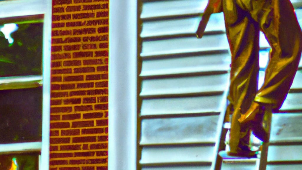 Man climbing ladder on Bristol, Connecticut home to replace roof
