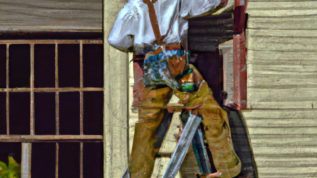 Man climbing ladder on Burkburnett, Texas home to replace roof