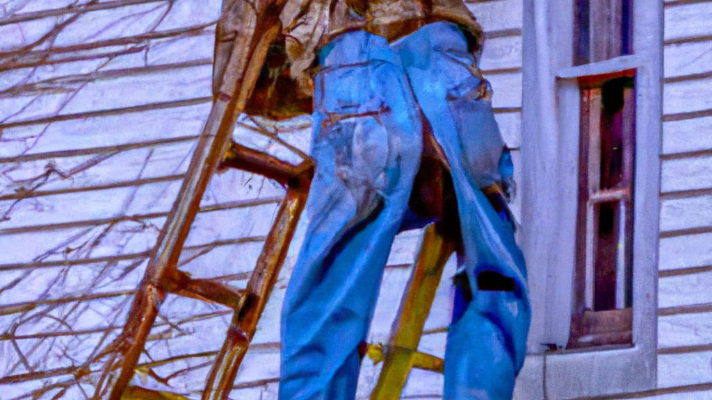 Man climbing ladder on Burlington, Kentucky home to replace roof