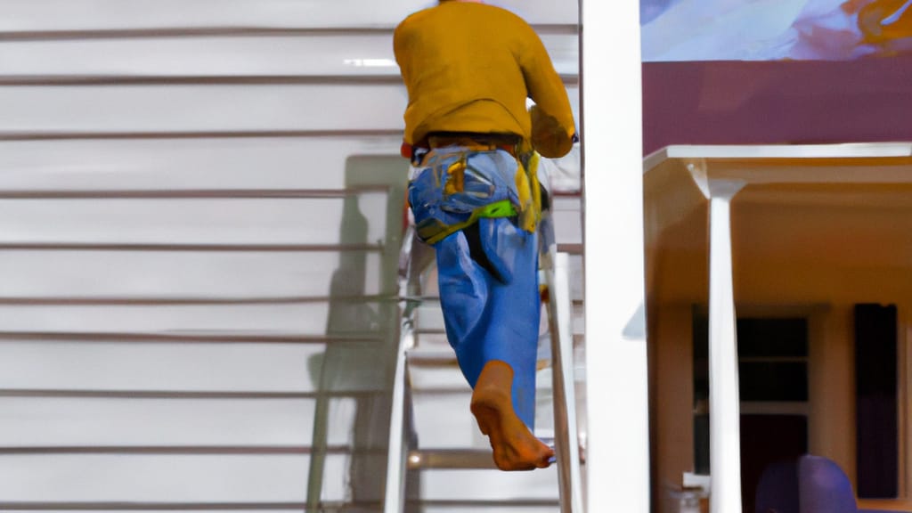 Man climbing ladder on Calhoun, Georgia home to replace roof