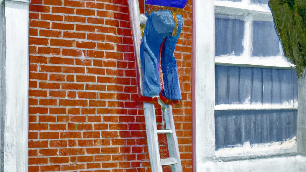 Man climbing ladder on Campbell, Ohio home to replace roof