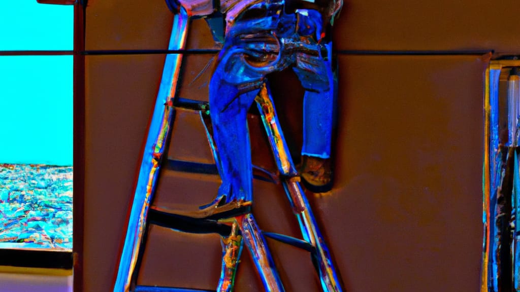 Man climbing ladder on Canyon, Texas home to replace roof