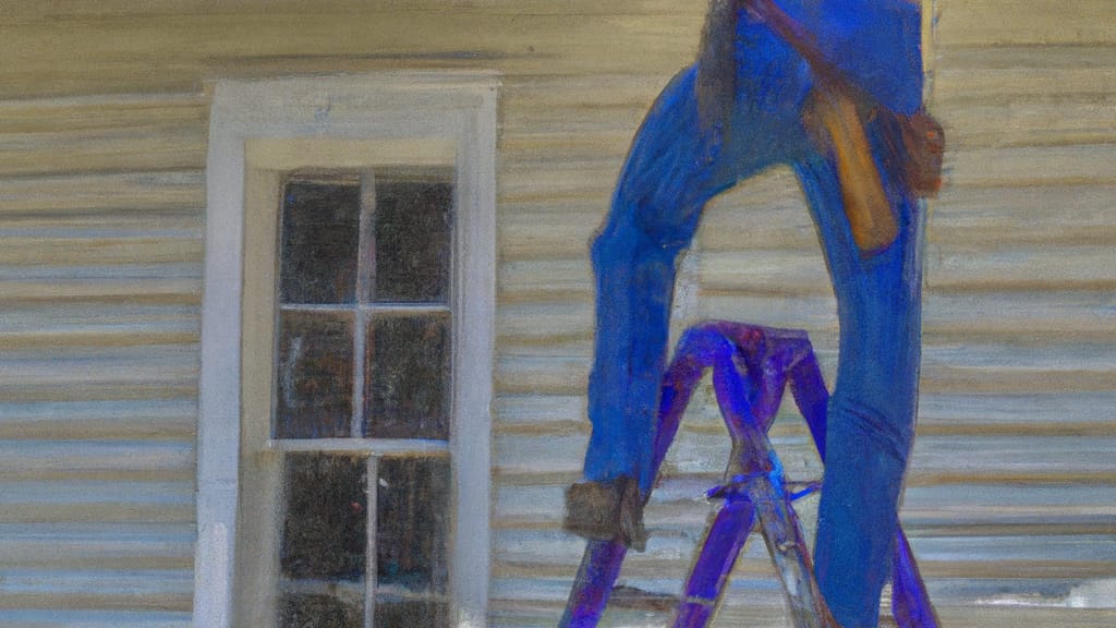 Man climbing ladder on Carthage, Texas home to replace roof
