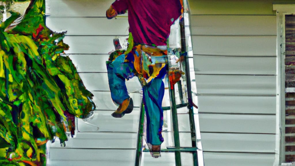 Man climbing ladder on Casselberry, Florida home to replace roof