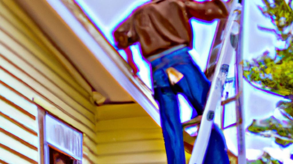 Man climbing ladder on Cedar Hill, Texas home to replace roof