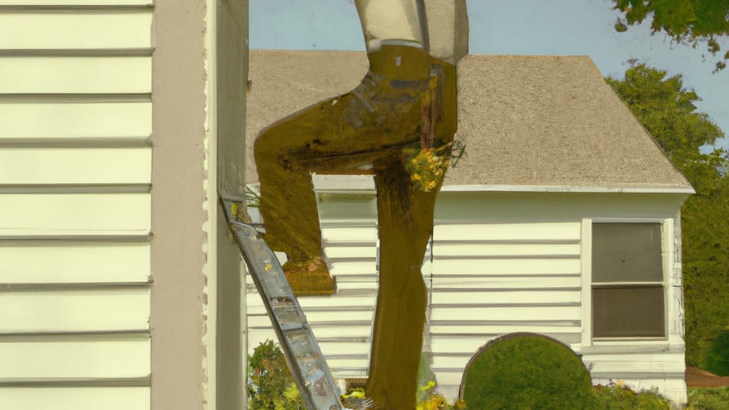 Man climbing ladder on Cedar Rapids, Iowa home to replace roof